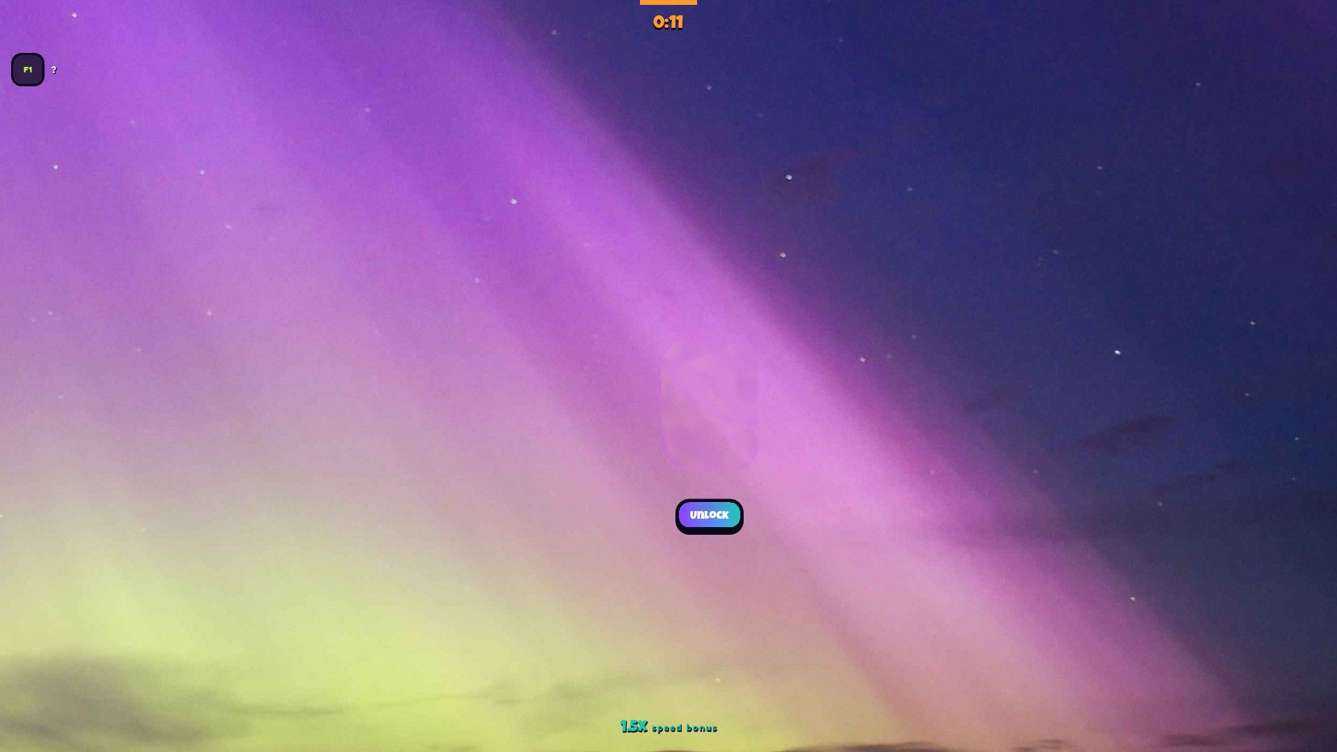 The hiding phase on an aurora-sky map — a half-painted hider races the round timer